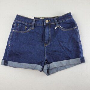 I&M Kylie High Rise Cuffed Shorts Stretch Denim Dark Wash Medium Womens NWT